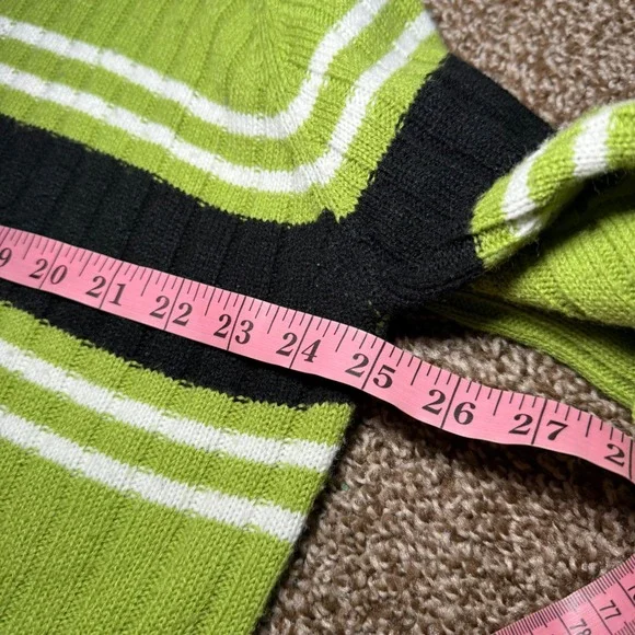 Forenza‎ Green Ribbed Y2K Stripe Turtleneck Sweater Mens XL Striped Long Sleeve - Picture 4 of 7